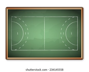 Sport field plan on blackboard.