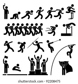 Sport Field and Track Game Athletic Event Winner Celebration Icon Symbol Sign Pictogram