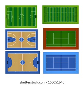 Sport fields and sport courts set - Vector illustration