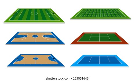 Sport Fields Sport Courts Set Vector Stock Vector (Royalty Free ...