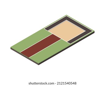 Campos deportivos composición isométrica con imagen aislada de campo de salto en ilustración vectorial de fondo en blanco