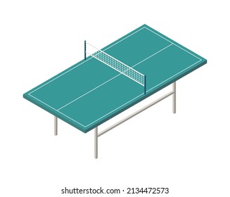 Sport fields isometric composition with isolated image of ping pong table on blank background vector illustration