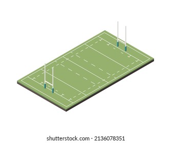 Sport fields isometric composition with isolated image of american football field on blank background vector illustration