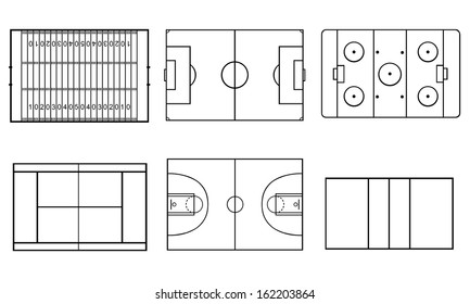 sport fields set isolated