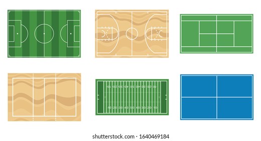 Sport fields set top view vector illustration isolated on white background