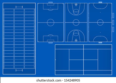 Sport fields set - Vector illustration