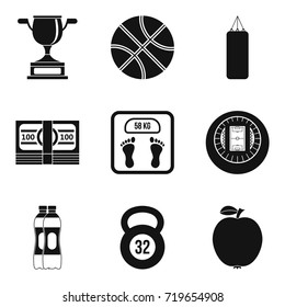 Sport fight icons set. Simple set of 9 sport fight vector icons for web isolated on white background