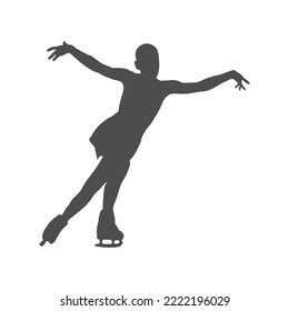 Sport. Figure Skating. Female Figure Skater Silhouette. Flat Design