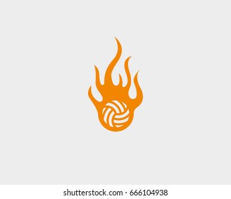 Sport Fire Ball Logo Design. Football Soccer Vector Logotype.