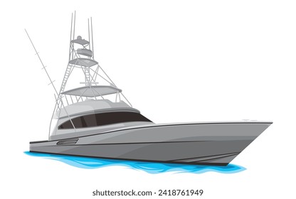 Sport fishing boat seen from the side vector illustration