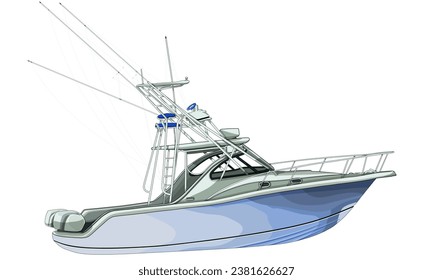 sport fishing boat vector illustration