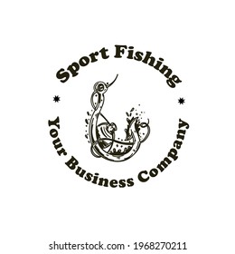 sport fishing design logo vector. illustration logo sport fishing