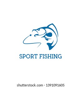 Sport Fishing Logo Design Vector Illustration