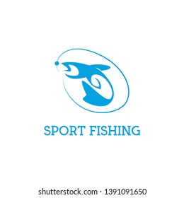 Sport Fishing Logo Design Vector Illustration