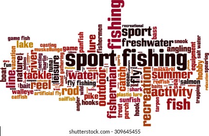 Sport fishing word cloud concept. Vector illustration
