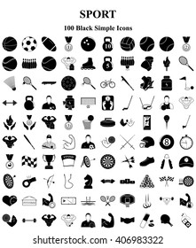 Sport and Fitness 100 icons set for web and mobile 