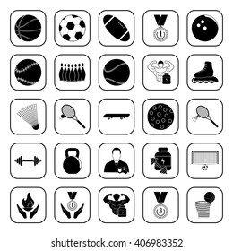 Sport and Fitness 25 icons set for web and mobile 