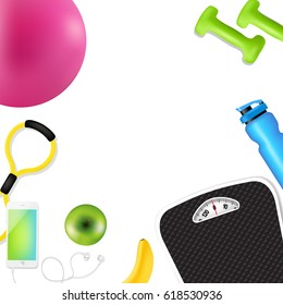 Sport Fitness Border Gradient Mesh, Vector Illustration