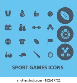 sport, fitness, games icons, signs set, vector