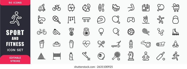 "Sport and Fitness Icon Set – High-Quality Vector Icons for Health, Exercise, and Sports"