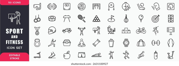 "Sport and Fitness Icon Set – High-Quality Vector Icons for Health, Exercise, and Sports"