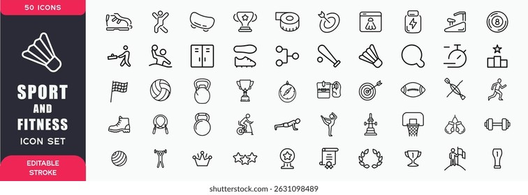 "Sport and Fitness Icon Set – Vector Icons for Health, Exercise, and Sports Activities"