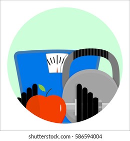 Sport and fitness icon. Workout and gym app vector icon illustration