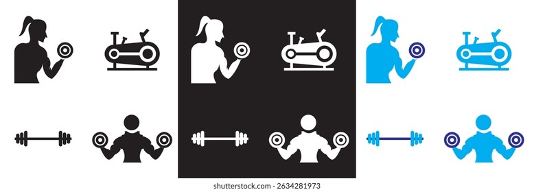 Sport and Fitness icons. Gym and  Healthy lifestyle icons.  Vector for websites, mobile interfaces, presentations, banner, visual branding etc. EPS 10