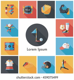 Sport and fitness icons set