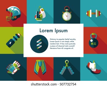 Sport and fitness icons set