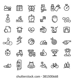  sport and fitness icons set  vector.