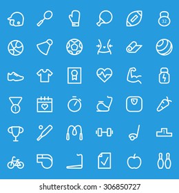 Sport and fitness icons, simple and thin line design