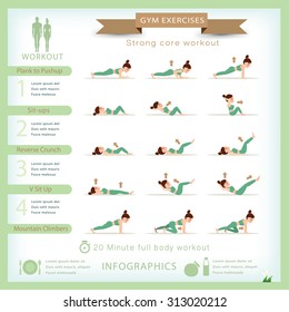 Sport and fitness infographics. Home workout. Vector.