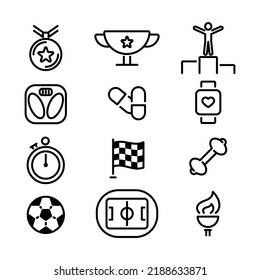 Sport fitness line symbol, fitness vector editable stroke icon for user interface.