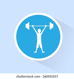 sport fitness man barbell exercise workout flat icon vector illustration