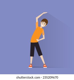 sport fitness man exercise workout flat icon vector illustration