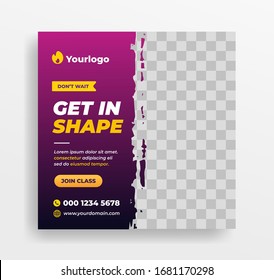 Sport fitness promotion marketing banner social media template vector eps