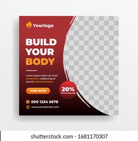 Sport fitness promotion marketing banner social media template vector eps