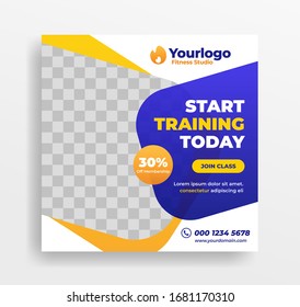 Sport fitness promotion marketing banner social media template vector eps