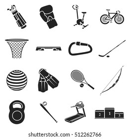 Sport and fitness set icons in black style. Big collection of sport and fitness vector symbol stock illustration