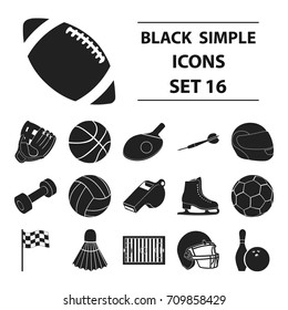 Sport and fitness set icons in black style. Big collection sport and fitness vector symbol stock illustration