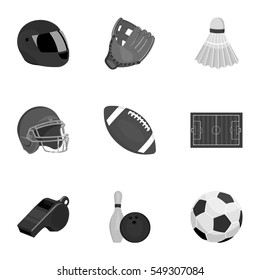 Sport and fitness set icons in monochrome style. Big collection of sport and fitness vector symbol stock illustration