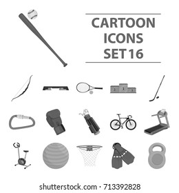 Sport and fitness set icons in monochrome style. Big collection of sport and fitness vector symbol stock illustration