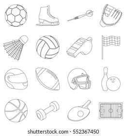 Sport and fitness set icons in outline style. Big collection sport and fitness vector symbol stock illustration