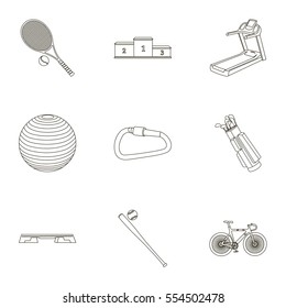 Sport and fitness set icons in outline style. Big collection of sport and fitness vector symbol stock illustration