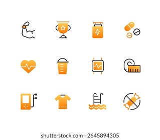 Sport and fitness - set of line design style icons