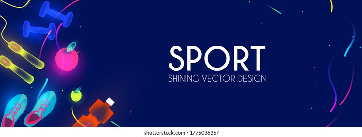 Sport and fitness shining background. Cool training equipment.