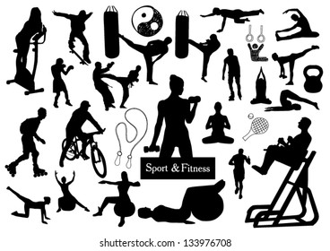 Sport and fitness silhouettes