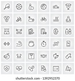 sport and fitness thin line icons set, vector illustration eps10