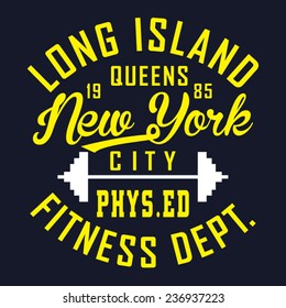 Sport fitness typography, t-shirt graphics, vectors